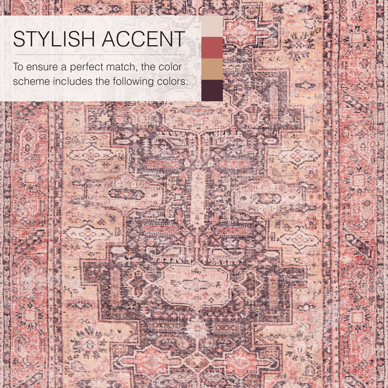 Bungalow Rose Machine Washable Carlita Oriental Pink Area Rug & Reviews Wayfair